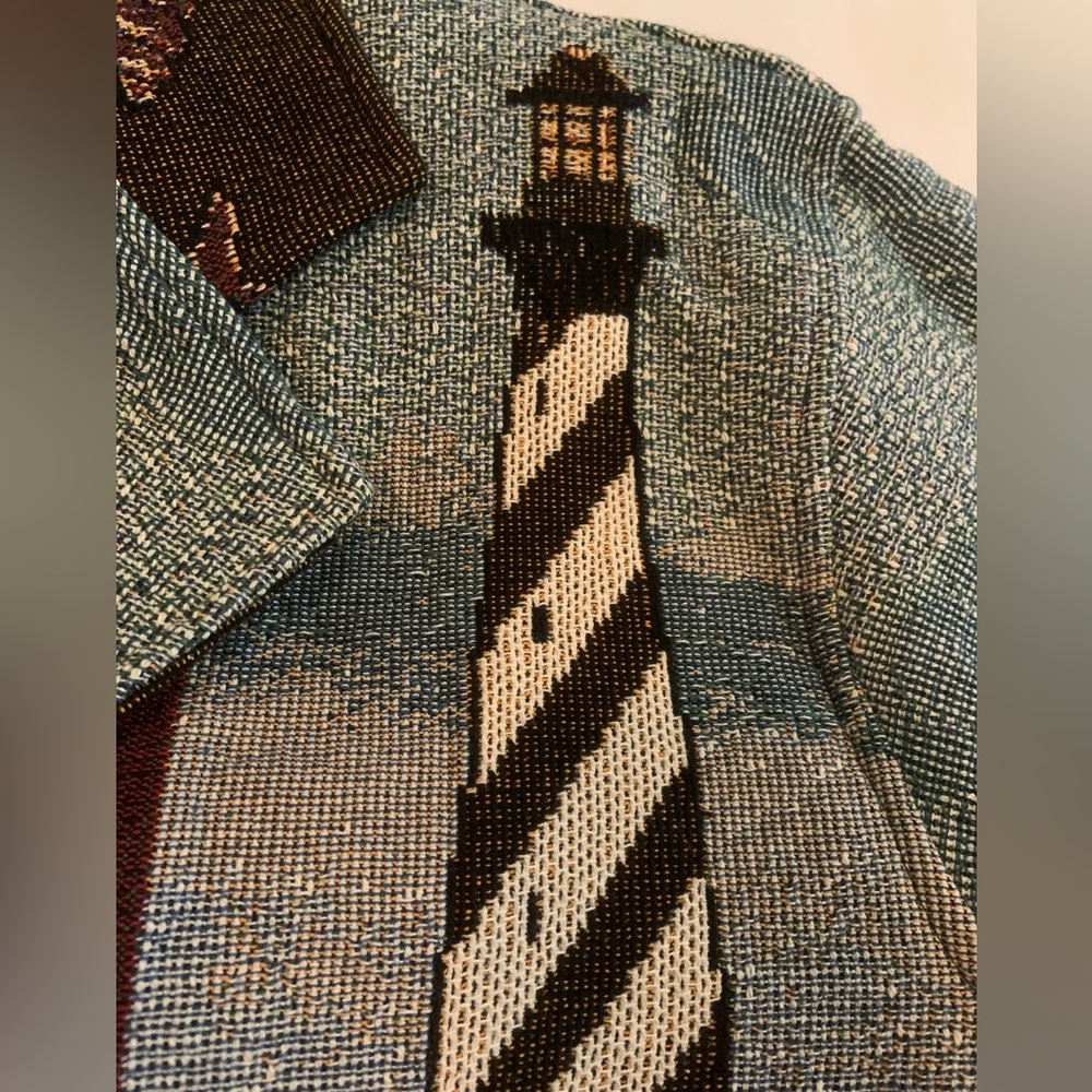 Vintage 90’s Painted Pony's Tapestry Lighthouse Nautical Jacket Size Large NWT - Picture 5 of 16